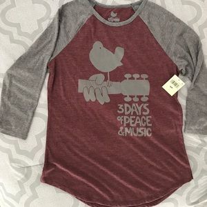 Lucky Brand Woodstock Raglan T-Shirt Small S Top